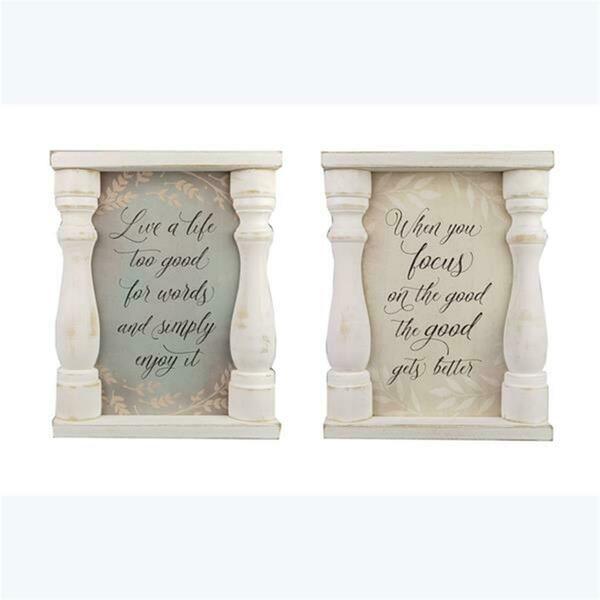 Youngs Wood Architectural Frame Tabletop & Wall Sign, Assorted Color - 2 Piece 10789